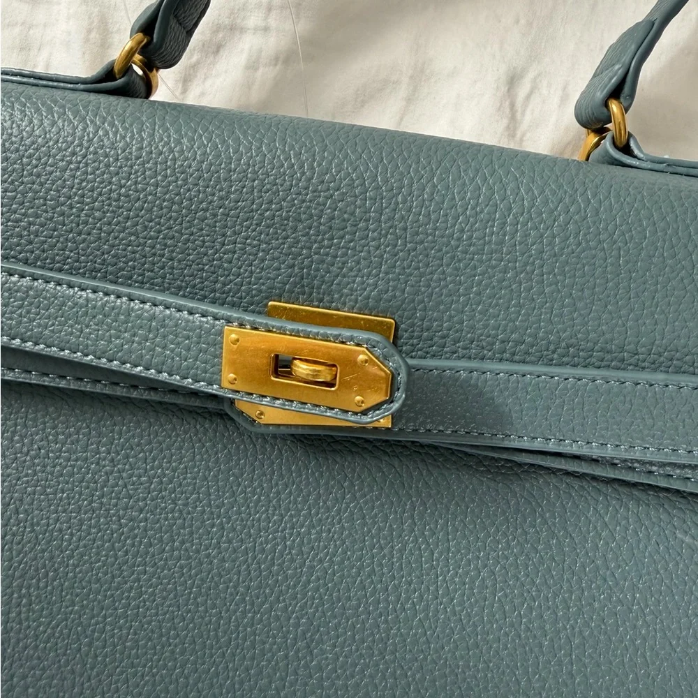 New Enrico Coveri Slate Blue Leather Backpack Italian Designer Elegance Italy
